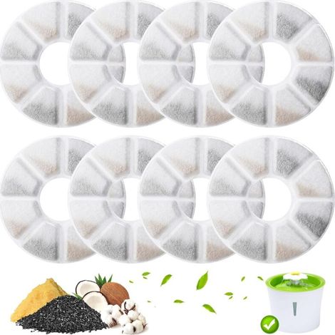 8 Pieces Filtre Fontaine Chat, Systèmes de Triple Filtrage, pour les Fontaines à Eau Filtrantes Philips, Filtre de Remplacement pour Fontaines à Eau de 2,0 à 2,5 L, Chats et Chiens (Rond)