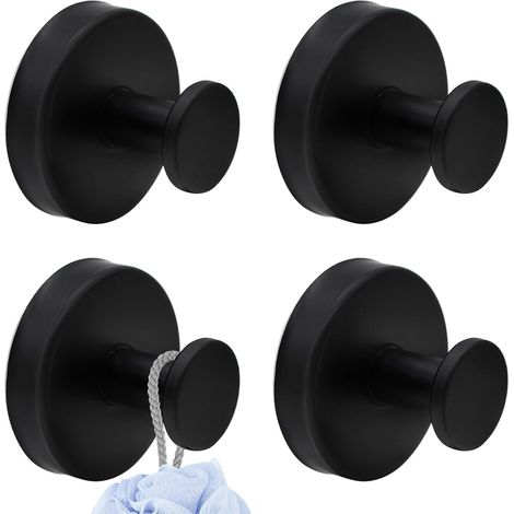 4 Stück Saugnapf Haken Belastbar 5kg Ohne Bohren Schwarz Saughaken Handtuchhalter Saugnapf Handtuchhaken Klebehaken Extra Stark Wandhaken für Badezimmer Küche Glatte Fenster Wand Glas (1/5)