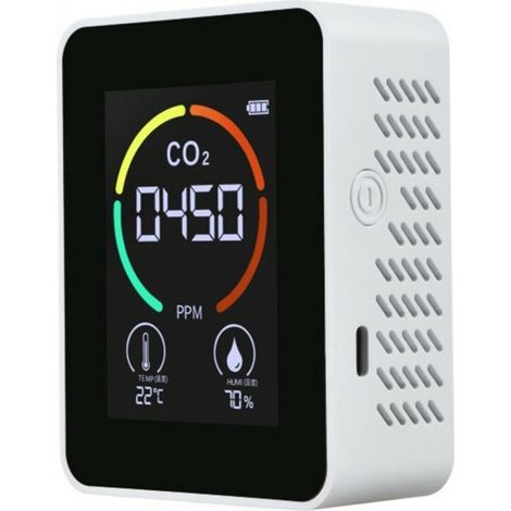 Détecteur de qualité de l'air portable et intelligent pour la maison, le bureau et l'école - Affichage numérique multifonctionnel - Moniteur de CO2/température/humidité - Analyseur de gaz (1/5)