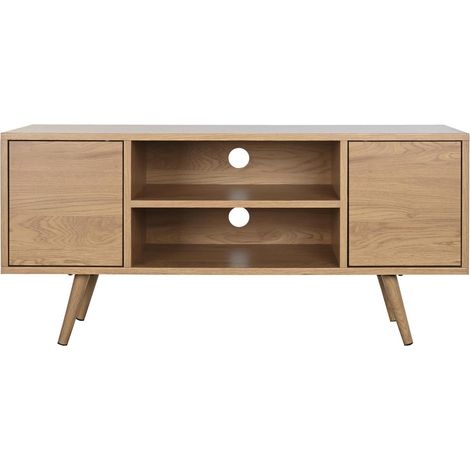 Meuble TV en bois MDF naturel et métal - Longueur 120 x Profondeur 40 x hauteur 57 cm -PEGANE- (1/5)
