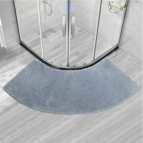 Solid color floor mat bathroom door fan-shaped household semicircle tpr non-slip pedal mat shower-shaped carpet (gray) (1/5)