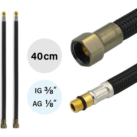 2x Flexschlauch DN8 IG 3/8"-M10x1 400mm Schwarz & Antikes Bronze (1/5)