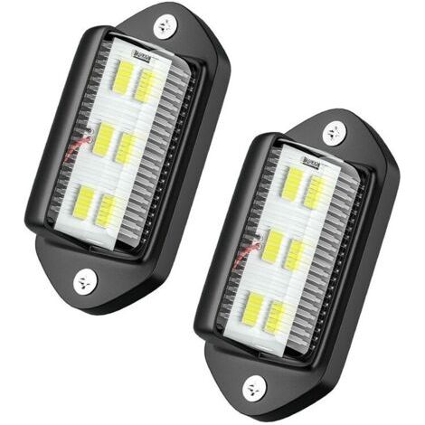 2PCS LED Eclairage Plaque Immatriculation étanche 6 SMD LED Feux Arrière Lampe de Plaque d’Immatriculation pour 12V/ 24V Camion Camionnette Remorque Voiture Véhicule Caravane