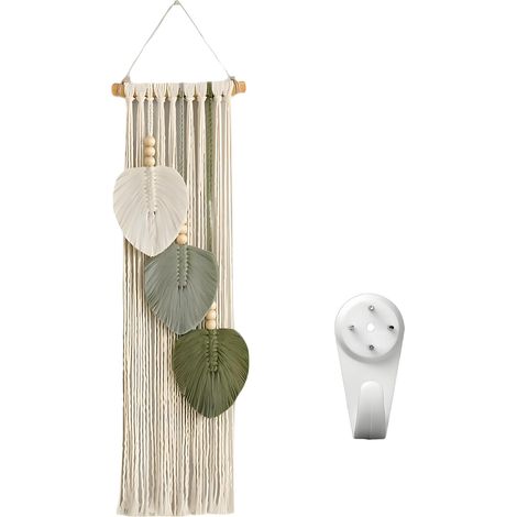 Deco Murale Boheme Macramé Tenture, Macramé Tenture Murale, Tentures Murales, Tapisserie Murale en Macramé, Gland Fait Main Feuille Tapisserie pour Chambre à Coucher, Salon, Chambre d'enfant (1/5)
