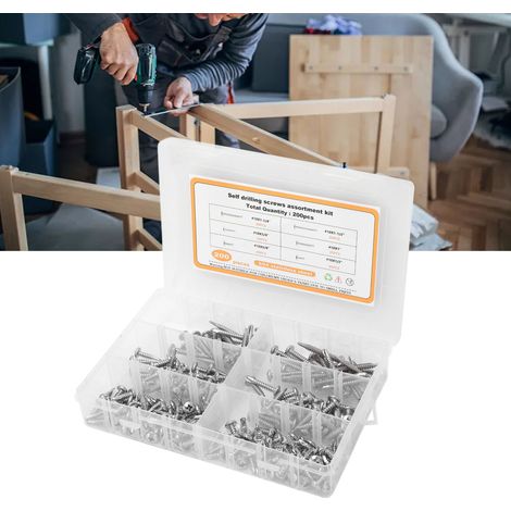 Set mit 200 Phillips-Rundkopf-Bohrschrauben aus Edelstahl 304 (1/5)