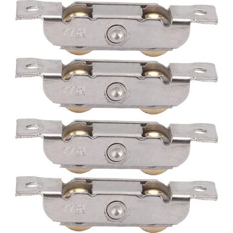 4 Pièces Porte Coulissante Tandem Rouleau Assemblage Acier Inoxydable Cuivre Roulement à Billes Porte Rouleau pour Porte en Verre (Roue concave) (1/5)