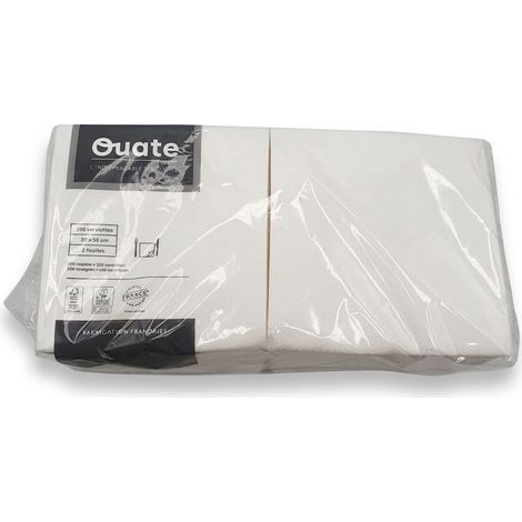 Serviette Ouate 30x30 cm Nature Blanc Ecolabel - Lot de 3 Colis de 3200 - Manufacture De L'Ephemere (1/5)