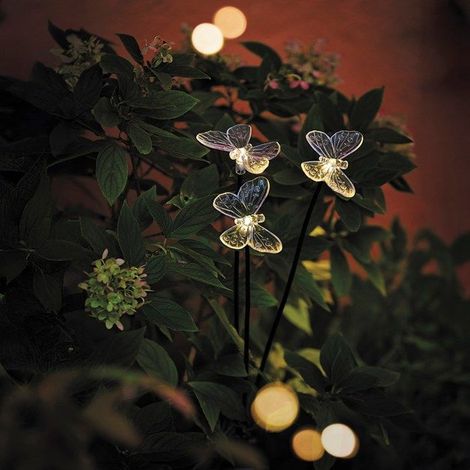 3 papillons solaires, décoration lumineuse extérieure avec panneau photovoltaïque, autonomie 8 h, pour jardin, balcon ou terrasse (1/2)