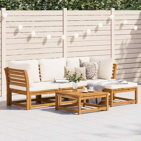 5-tlg. Garten-Lounge-Set mit Kissen Massivholz Akazie