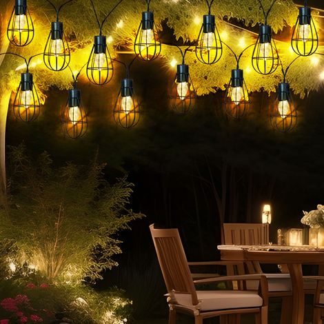 LEDs Solar Lichterkette Aussen Solarlampe Garten Dekoration Retro Stil, Metall rost, 20x LED warmweiß, L 200 cm