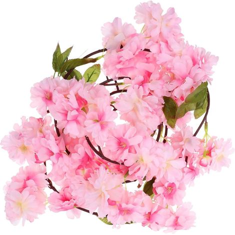 Vigne de Fleurs Artificielles de Cerisier 1,77 M pour Décoration Murale de Mariage, Tissu en Soie Rose Flexible et Plastique, Ornement Maison Fêtes (1/5)