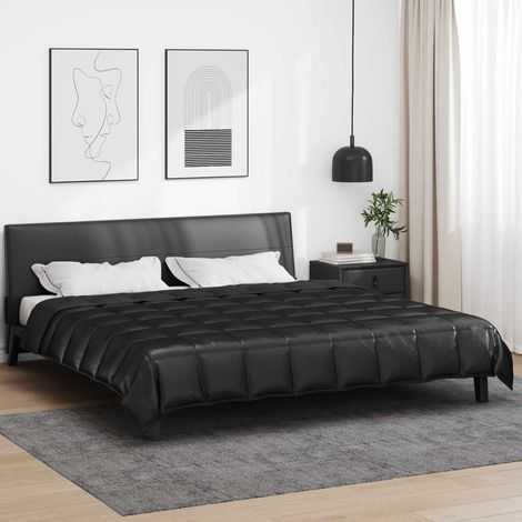 vidaXL Duvet d'été simple Noir 220 x 260 cm Satin et Microfibre