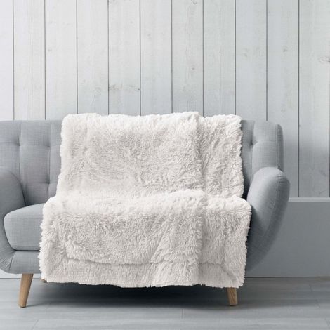 Plaid Imitation Fourrure Uni "Marilou" 180x220cm Naturel (1/2)