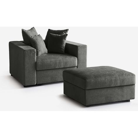 Poltrona modulare con cuscini pouf e braccioli sfoderabile Cortina L - Grigio Scuro (1/5)