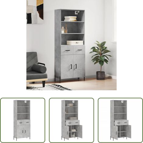 Holzwerkstoff -  Highboard Betongrau 69,5x34x180 cm Holzwerkstoff (1/5)