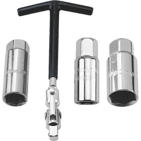 Kit d'outils de réparation pour voiture et moto : clé à douille, outil d'extraction de bougies d'allumage, clé à poignée en T de 16 mm, 18 mm et 21 mm (1/5)