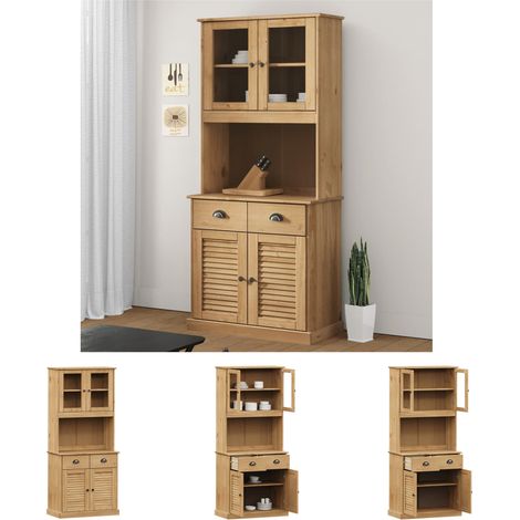 The Living Store Highboard VIGO 78x40x175 cm Massivholz Kiefer - Sideboards (1/5)