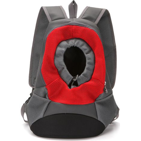 1 Sac à dos pour chien et chat, tissu maille respirant, ouverture tête réglable, sangles larges, voyage randonnée (1/5)