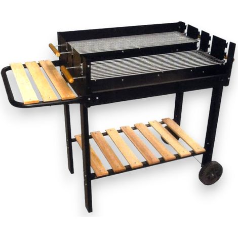 Barbacoa rectangular con estantes de madera y 2 parrillas ajustables TEXAS