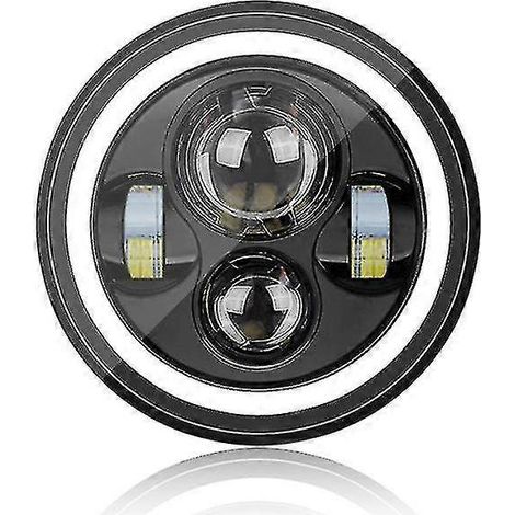Phare LED 7 pouces avec feu de jour et clignotant pour moto Harley Davidson (1 pièce) - noir (1/5)