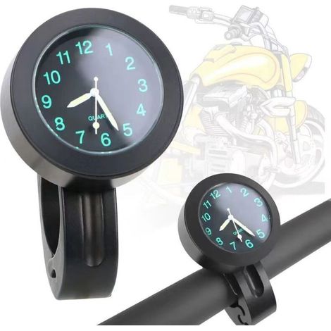 Orologio da manubrio modificato per moto, bicicletta, veicolo elettrico, orologio, calendario, orologio per veicoli modificati, orologio con fibbia, nero (1/4)