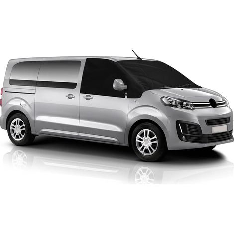 Housse de Pare-Brise Compatible avec 2016-2025 Citroen Jumpy 2019-2025 Opel Vivaro 2022-2025 Fiat Scudo, 600D Luxe Pare-Soleil pour Fenêtre Avant, 100% Occultant, Bloque Les Rayons UV,2016-2025 Noir E (1/5)