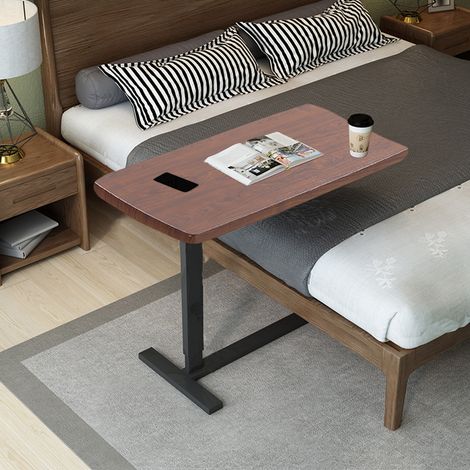 Dark Wood Grain Black Standing Movable Bedside Table 80cm(W) ​​x 40cm(D) x 2cm(H) (1/5)