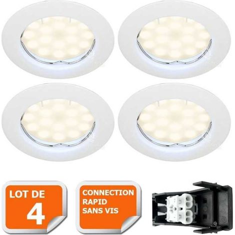 Lampesecoenergie – Lot de 4 spots led encastrables ronds fixes 50W équivalent – Blanc neutre 4000K – Pour intérieur – Douille GU10 – Angle de diffusion 120° (1/5)
