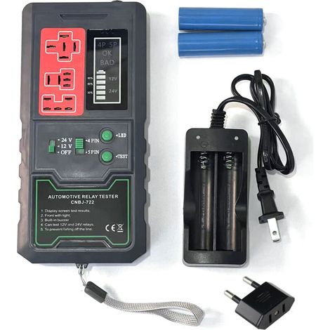 Testeur de relais automobile 12 V / 24 V avec indicateur LED intégré – Outil de diagnostic pour batterie et circuits électriques
