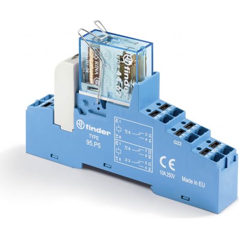 INTERFACE MODULAIRE 2RT 10A 24VDC SENSIBLE ETRIER METALLIQUE MONTAGE RAIL 35MM BORNES PUSH IN FINDER 402444