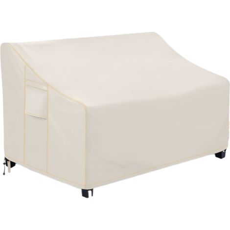 Housse de protection mobilier de jardin bâche étanche 137x96x73/50 cm oxford haute densité 600D beige