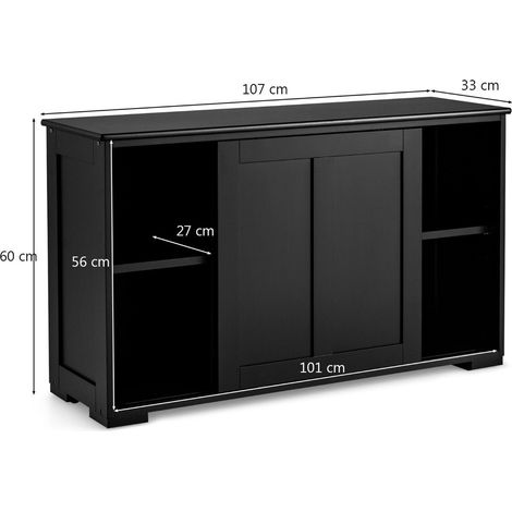 Aparador de cocina apilable con puertas correderas, MDF negro (1/5)