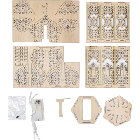 Décoration lumineuse pour le Ramadan, ornements artisanaux en bois, lampe suspendue à faire soi-même pour l'Aïd musulman. (1/5)