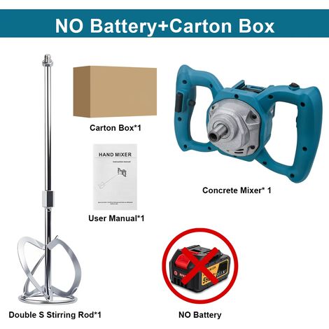 40V mélangeur de béton électrique sans brosse 6 vitesses mélangeur de peinture de plâtre de mortier de ciment sans fil pour makita broche de batterie 18v-No Battery No Plug