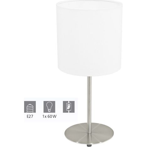 Lampada Da Tavolo Moderna Pasteri Acciaio Nichel Satinato 1 Luce E27 Ip20 (1/5)