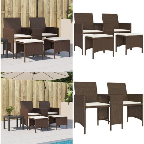 Canapé de jardin 2 places avec table et tabourets marron rotin - Canapé De Jardin - Salon De Jardin - Mobilier Extérieur - Résine Tressée - Rotin Synthétique - Home & Living (1/5)