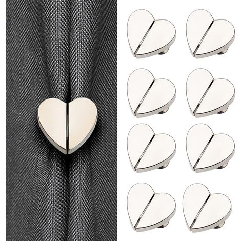 8 paires d'attaches magnétiques en forme de cœur pour rideaux - Fixations décoratives amovibles intérieur/extérieur - Blocage lumière - Installation facile - Matériau PVC durable (1/5)
