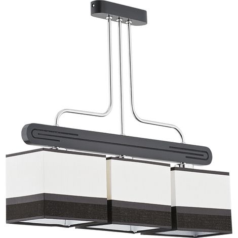Suspension déco Alfa Negra 3xE27 abat-jour carré noir (1/3)