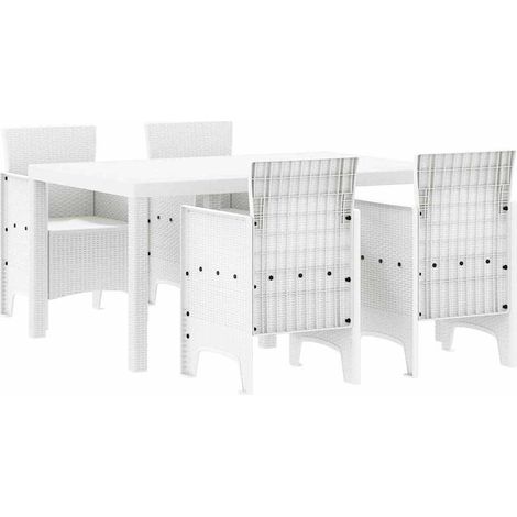 Maison Exclusive - Set da Pranzo per Giardino 5 pcs Bianco Rattan Polt