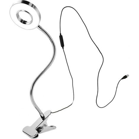 Dreifarbige LED-Schreibtischlampe mit Augenschutz – geeignet für Studentenwohnheime, Schlafzimmer usw. – 1 Stück, silber (1/5)