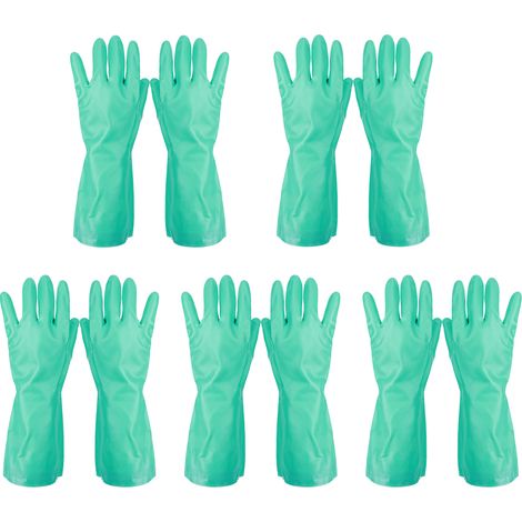 5 paires de gants de travail en nitrile réutilisables, résistants aux produits chimiques, aux acides et aux alcalis, antidérapants et résistants aux huiles. (1/5)
