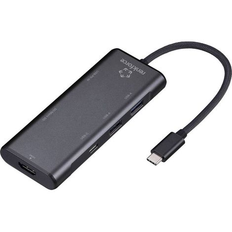 [NEUWERTIG] B-Ware RENKFORCE Dockingstation 7in1 Adapter USB-C Hub Kartenleser USB-A HDMI Schwarz (1/2)