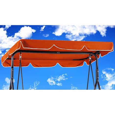 Replacement Roof for Garden Swing 210 x 145 cm Waterproof, Garden Swing Canopy Windproof, Replacement Fabric for Outdoor Garden Swing, Polyester Fabric (Orange) (1/5)