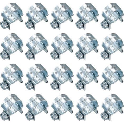 20 Pieces Adjustable Hose Clamps, Metal Hose Clamps, Hose Clamp for Exhaust Pipe, Fuel Injection Pipe - 13-15 mm (1/5)