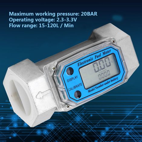 Digitaler Mini-Turbinen-Durchflussmesser für Dieselkraftstoff, 15–120 l, 1,5" NPT, Blau (1/5)
