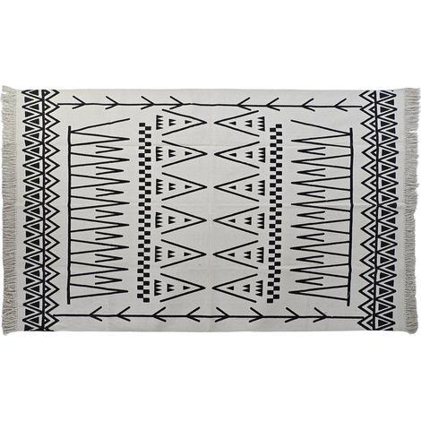 DKD Home Decor Tapis Ikat blanc et noir 120x180 cm (1/4)