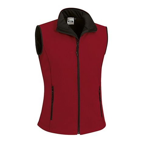 Chaleco de mujer con cuello alto y corte entallado de tejido softshell CANDICE XXL Rojo loto