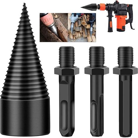 3 Foret à fendre, embout hexagonal 32mm, acier carbone, revêtement titane, pour perceuse électrique, bois tendre et dur (1/5)