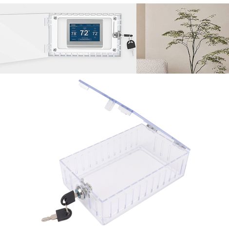 Großes Thermostat-Schutzgehäuse (H 24 cm) mit Schlüssel – Transparente Acrylabdeckung zur Wandmontage und sicheren Befestigung (1/5)