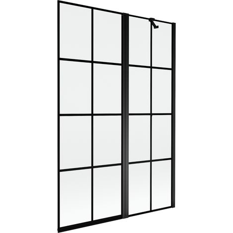 Mexen Mist pare-douche à 2 volets droit 120 x 150 cm, grille noire, noir - 8A9-120-011-70-77-P (1/5)